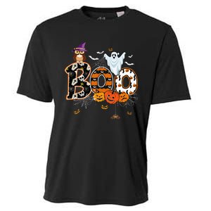 Boo Creepy Owl Pumpkin Ghost Funny Halloween Costume Cooling Performance Crew T-Shirt