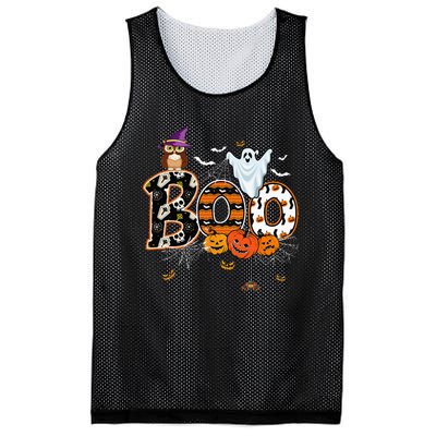 Boo Creepy Owl Pumpkin Ghost Funny Halloween Costume Mesh Reversible Basketball Jersey Tank