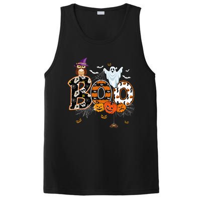 Boo Creepy Owl Pumpkin Ghost Funny Halloween Costume PosiCharge Competitor Tank