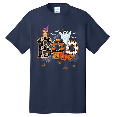 Boo Creepy Owl Pumpkin Ghost Funny Halloween Costume Tall T-Shirt