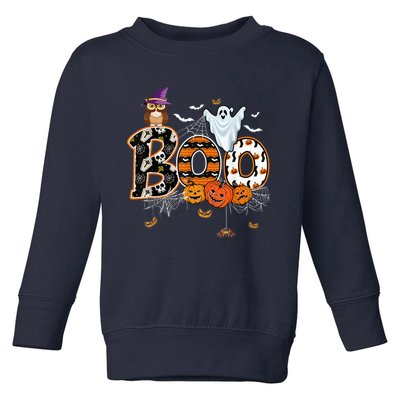 Boo Creepy Owl Pumpkin Ghost Funny Halloween Costume Toddler Sweatshirt