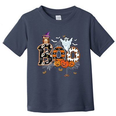 Boo Creepy Owl Pumpkin Ghost Funny Halloween Costume Toddler T-Shirt