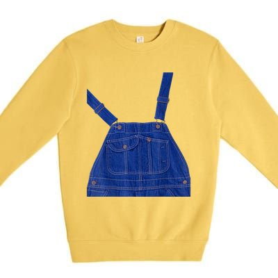 Blue Color Overall Printed On A Yellow Color Premium Crewneck Sweatshirt