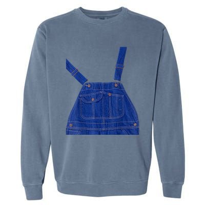 Blue Color Overall Printed On A Yellow Color Garment-Dyed Sweatshirt