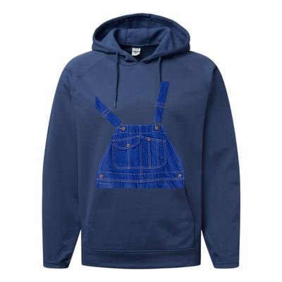 Blue Color Overall Printed On A Yellow Color Performance Fleece Hoodie