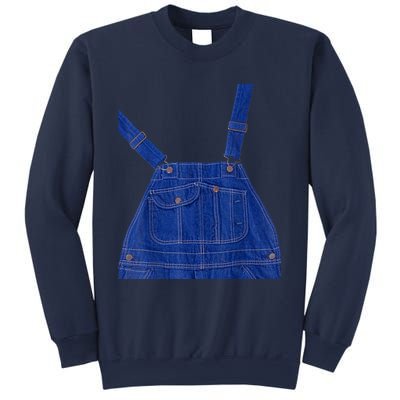 Blue Color Overall Printed On A Yellow Color Sweatshirt