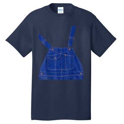 Blue Color Overall Printed On A Yellow Color Tall T-Shirt