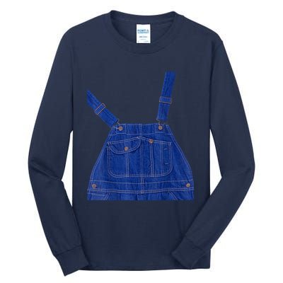 Blue Color Overall Printed On A Yellow Color Tall Long Sleeve T-Shirt