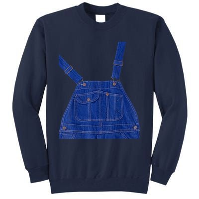 Blue Color Overall Printed On A Yellow Color Tall Sweatshirt