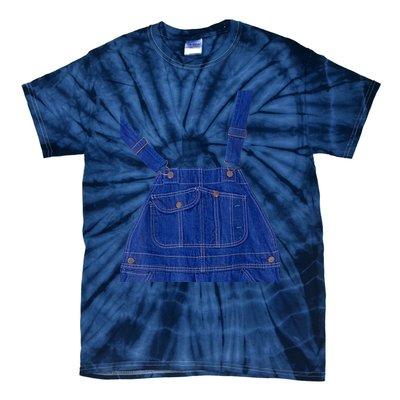 Blue Color Overall Printed On A Yellow Color Tie-Dye T-Shirt