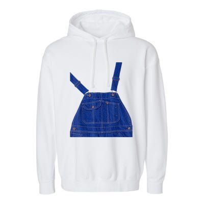 Blue Color Overall Printed On A Yellow Color Garment-Dyed Fleece Hoodie