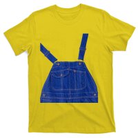 Blue Color Overall Printed On A Yellow Color T-Shirt