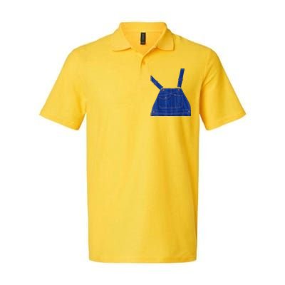 Blue Color Overall Printed On A Yellow Color Softstyle Adult Sport Polo