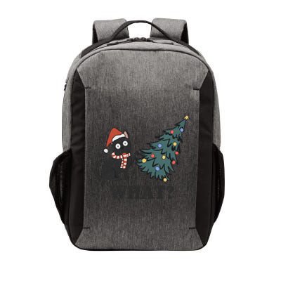 Black Cat Pushing Christmas Tree Over Cat What Christmas Vector Backpack