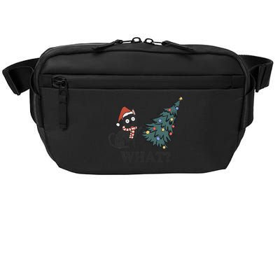 Black Cat Pushing Christmas Tree Over Cat What Christmas Crossbody Pack