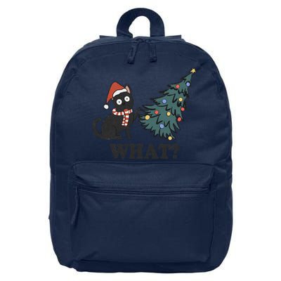 Black Cat Pushing Christmas Tree Over Cat What Christmas 16 in Basic Backpack