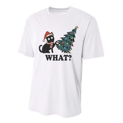 Black Cat Pushing Christmas Tree Over Cat What Christmas Performance Sprint T-Shirt