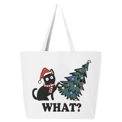 Black Cat Pushing Christmas Tree Over Cat What Christmas 25L Jumbo Tote