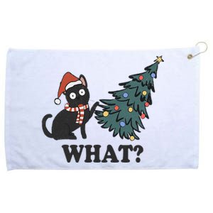 Black Cat Pushing Christmas Tree Over Cat What Christmas Grommeted Golf Towel