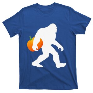 Bigfoot Carrying Pumpkin Funny Halloween Gift T-Shirt