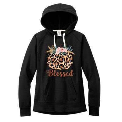 Blessed Cheetah Pumpkin October Fall Women's Fleece Hoodie