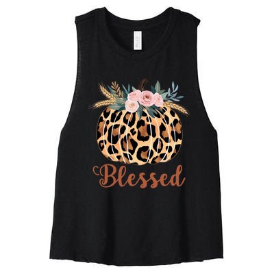 Blessed Cheetah Pumpkin October Fall Women's Racerback Cropped Tank