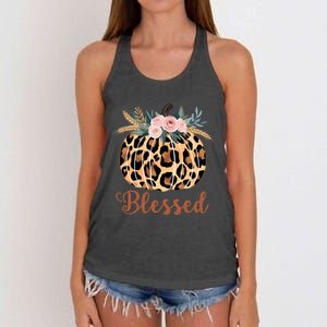 Blessed Cheetah Pumpkin October Fall Women's Knotted Racerback Tank