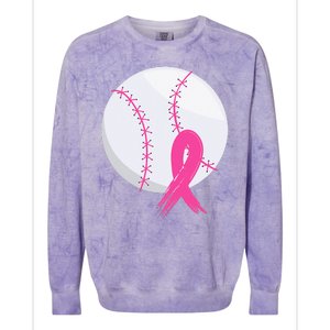 Breast Cancer Pink Ribbon Baseball Awareness Costume Colorblast Crewneck Sweatshirt