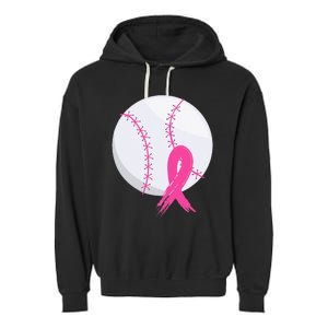 Breast Cancer Pink Ribbon Baseball Awareness Costume Garment-Dyed Fleece Hoodie