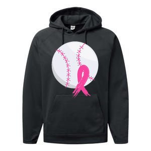 Breast Cancer Pink Ribbon Baseball Awareness Costume Performance Fleece Hoodie