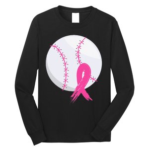 Breast Cancer Pink Ribbon Baseball Awareness Costume Long Sleeve Shirt