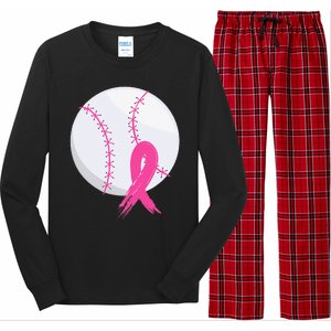 Breast Cancer Pink Ribbon Baseball Awareness Costume Long Sleeve Pajama Set