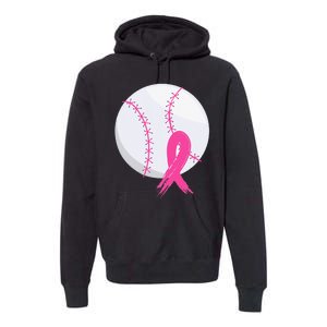 Breast Cancer Pink Ribbon Baseball Awareness Costume Premium Hoodie