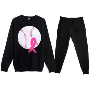 Breast Cancer Pink Ribbon Baseball Awareness Costume Premium Crewneck Sweatsuit Set