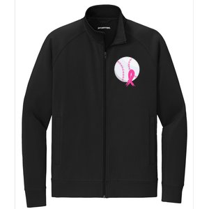 Breast Cancer Pink Ribbon Baseball Awareness Costume Stretch Full-Zip Cadet Jacket