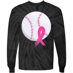 Breast Cancer Pink Ribbon Baseball Awareness Costume Tie-Dye Long Sleeve Shirt