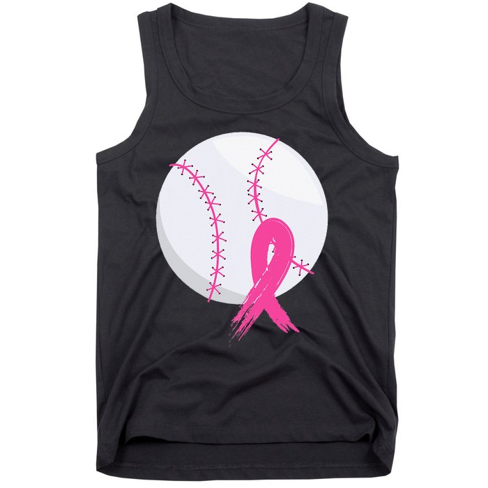 Breast Cancer Pink Ribbon Baseball Awareness Costume Tank Top