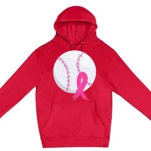 Breast Cancer Pink Ribbon Baseball Awareness Costume Premium Pullover Hoodie