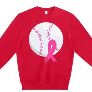 Breast Cancer Pink Ribbon Baseball Awareness Costume Premium Crewneck Sweatshirt