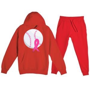 Breast Cancer Pink Ribbon Baseball Awareness Costume Premium Hooded Sweatsuit Set