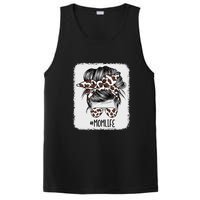 Brown Cow Print Mom Life Messy Bun Hair PosiCharge Competitor Tank