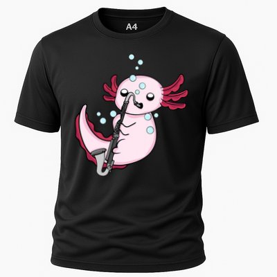 Bass Clarinet Player  Axolotl Music Lover Bass Clarinet Cooling Performance Crew T-Shirt