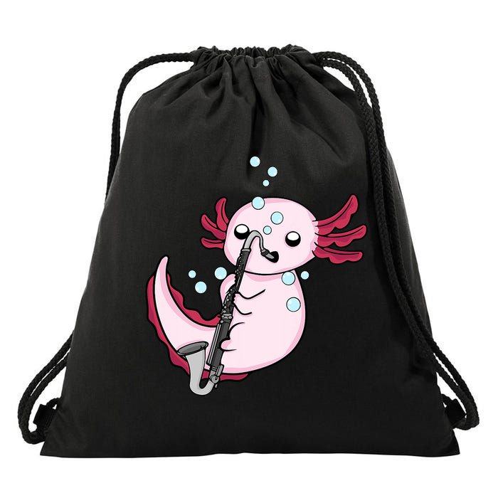 Bass Clarinet Player  Axolotl Music Lover Bass Clarinet Drawstring Bag