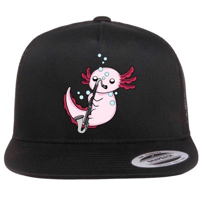 Bass Clarinet Player  Axolotl Music Lover Bass Clarinet Flat Bill Trucker Hat