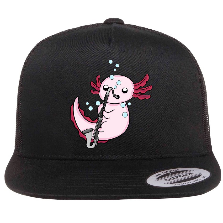 Bass Clarinet Player  Axolotl Music Lover Bass Clarinet Flat Bill Trucker Hat