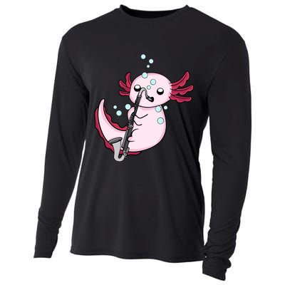 Bass Clarinet Player  Axolotl Music Lover Bass Clarinet Cooling Performance Long Sleeve Crew