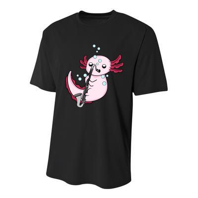Bass Clarinet Player  Axolotl Music Lover Bass Clarinet Youth Performance Sprint T-Shirt