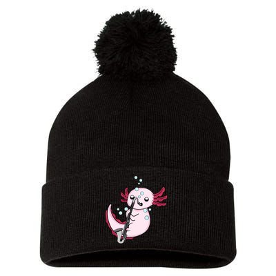 Bass Clarinet Player  Axolotl Music Lover Bass Clarinet Pom Pom 12in Knit Beanie