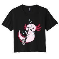 Bass Clarinet Player  Axolotl Music Lover Bass Clarinet Women's Crop Top Tee