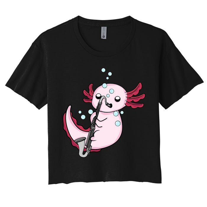 Bass Clarinet Player  Axolotl Music Lover Bass Clarinet Women's Crop Top Tee
